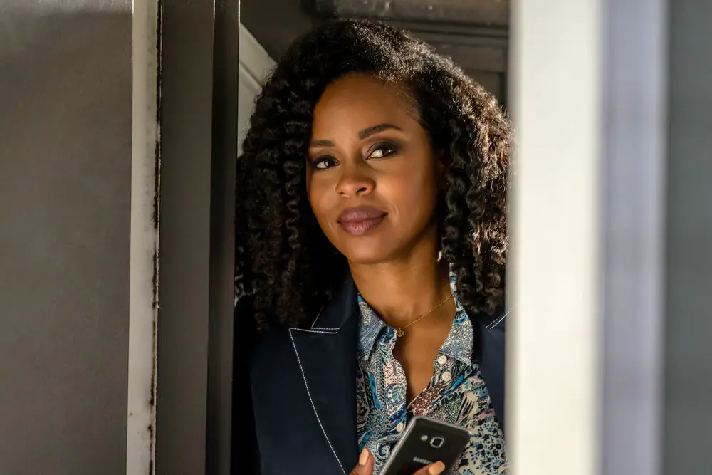 Danielle Moné Truitt as Sergeant Ayanna Bell in Law & Order: Organized Crime, image for exclusive interview with showrunner Bryan Goluboff for season 3
