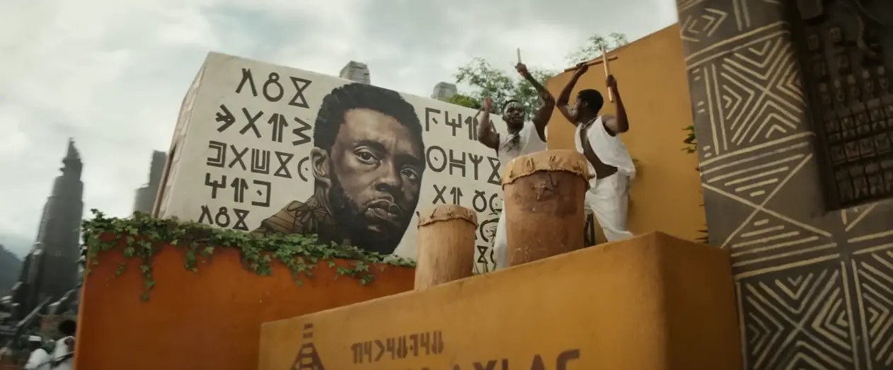 black panther: wakanda forever t'challa mural