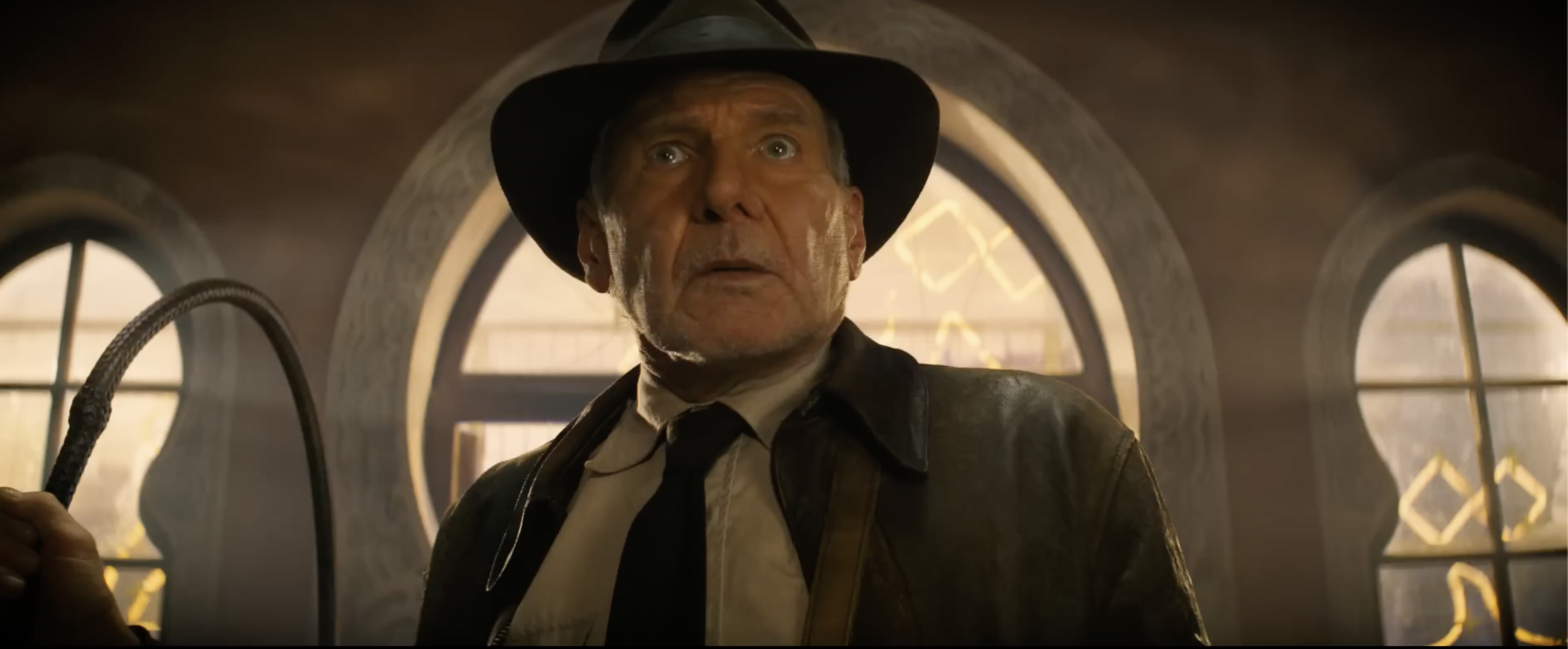 Harrison Ford as Indiana Jones in Indiana Jones and the Dial of Destiny. Courtesy of Disney, Paramount, and Lucasfilm.