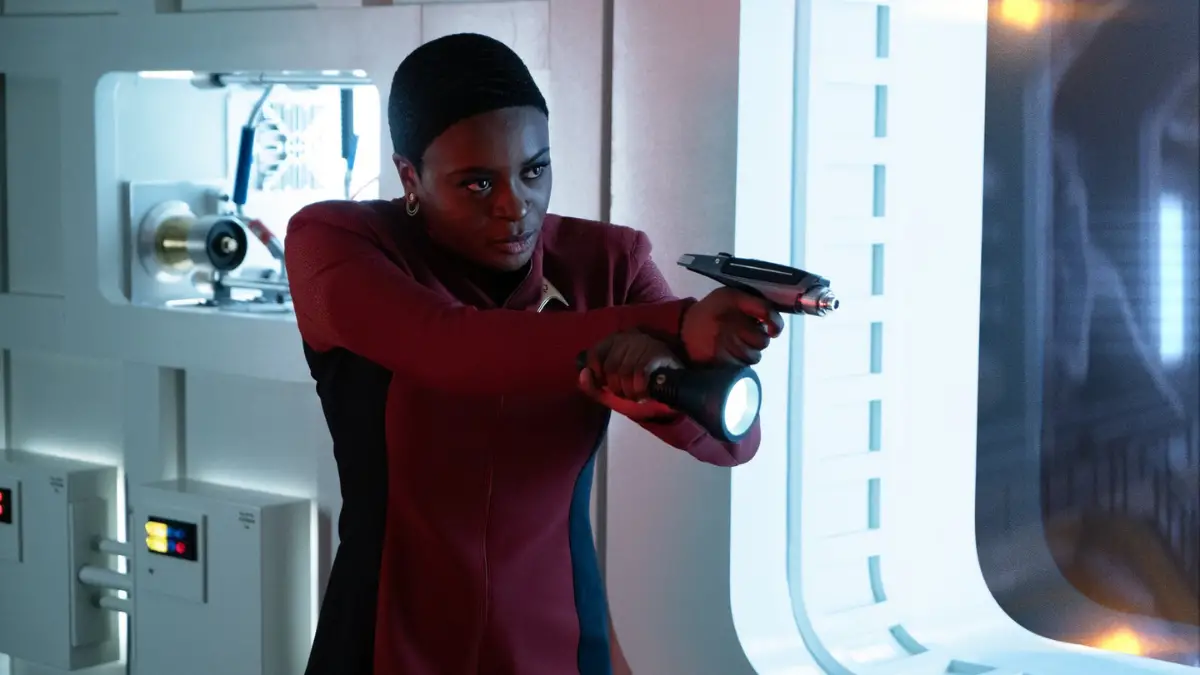 Celia Rose Gooding as Uhura in Star Trek: Strange New Worlds, streaming on Paramount+, 2023. Photo Cr: Michael Gibson/Paramount+