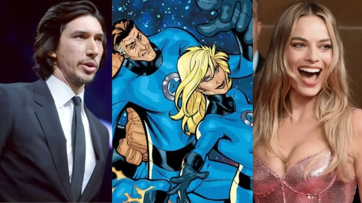 Adam Driver and Margot Robbie and Fantastic Four Art
