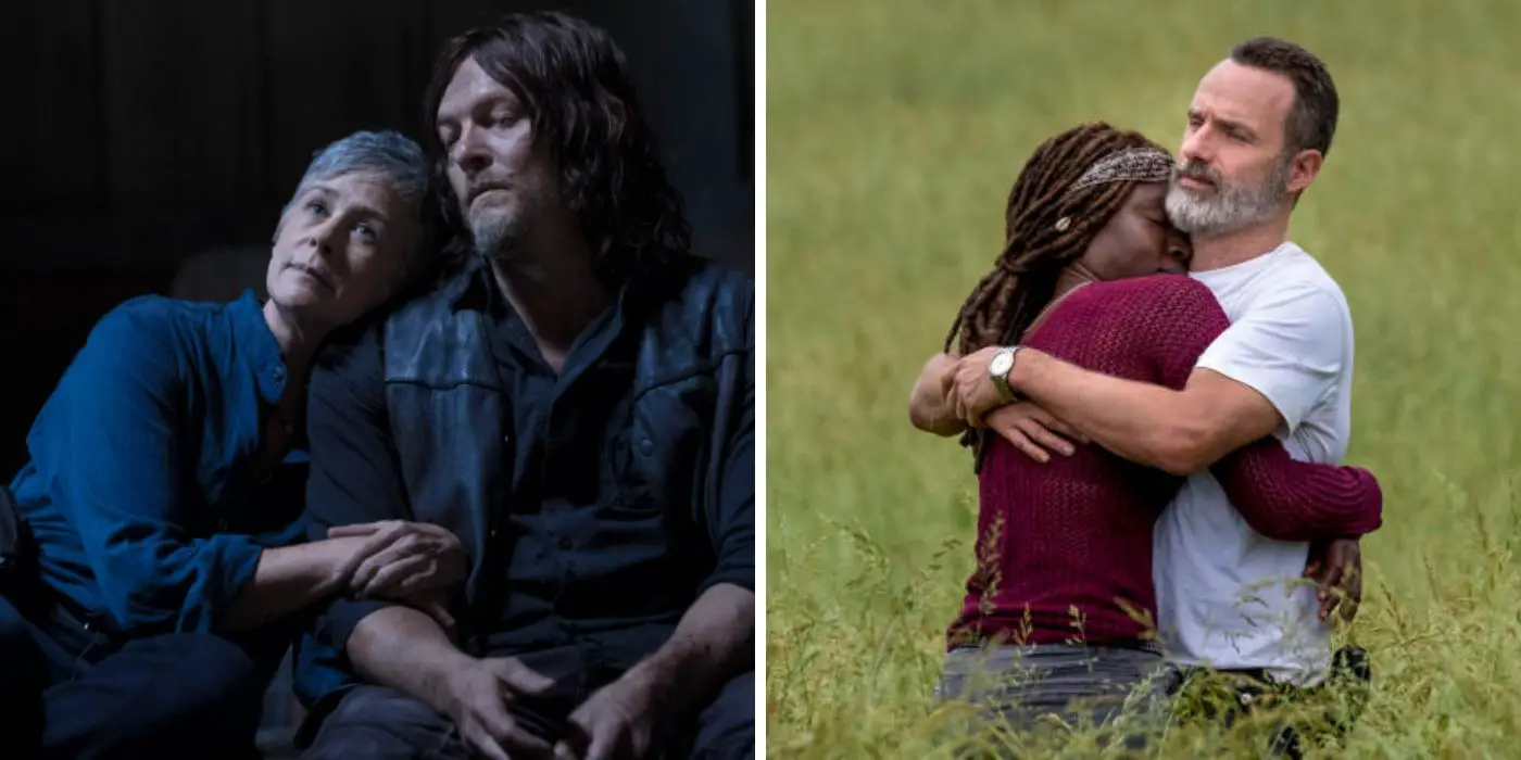A collage of Carol, Daryl, Michonne and Rick from The Walking Dead