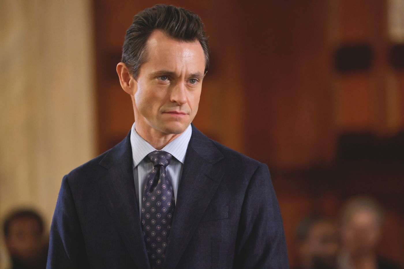 ADA Nolan Price (actor Hugh Dancy) stands in court in Law & Order.