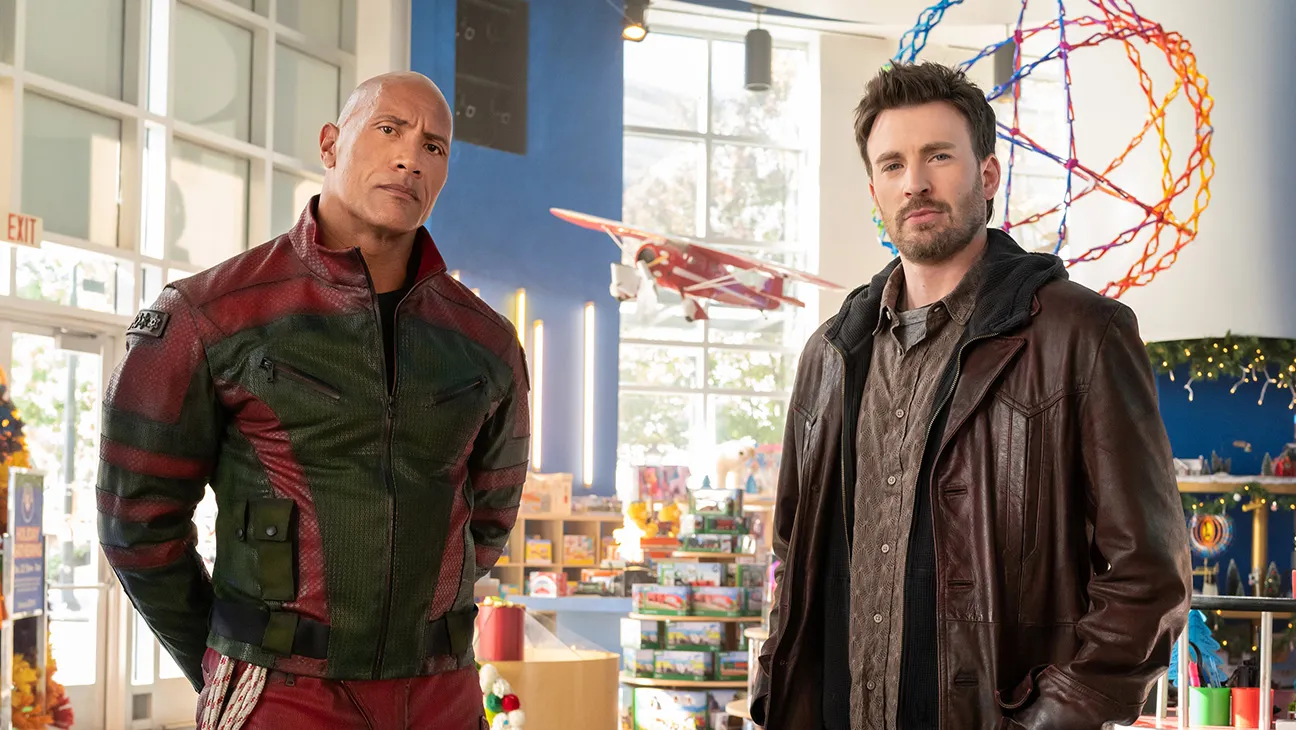 Dwayne Johnson and Chris Evans in Red One
