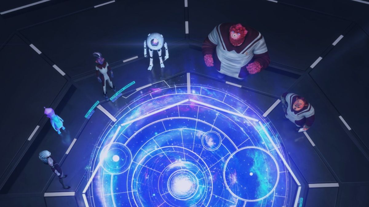 Ella Purnell as Gwyndala, Dee Bradley Baker as Murf, Brett Gray as Dal, Angus Imrie as Zero, Rylee Alazraqui as Rok-Tahk, and Jason Mantzoukas as Jankom Pog in Star Trek: Prodigy 2x06 "Imposter Syndrome"