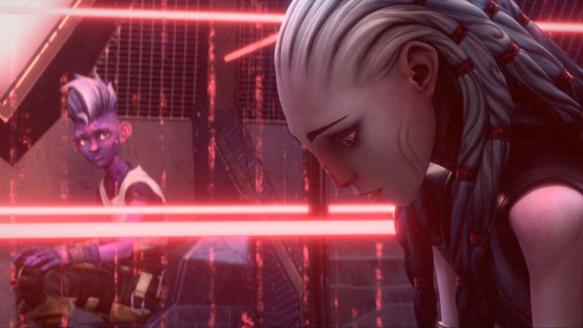 Brett Gray as Dal and Ella Purnell as Gwyndala in Star Trek: Prodigy 2x18 "Touch of Grey."