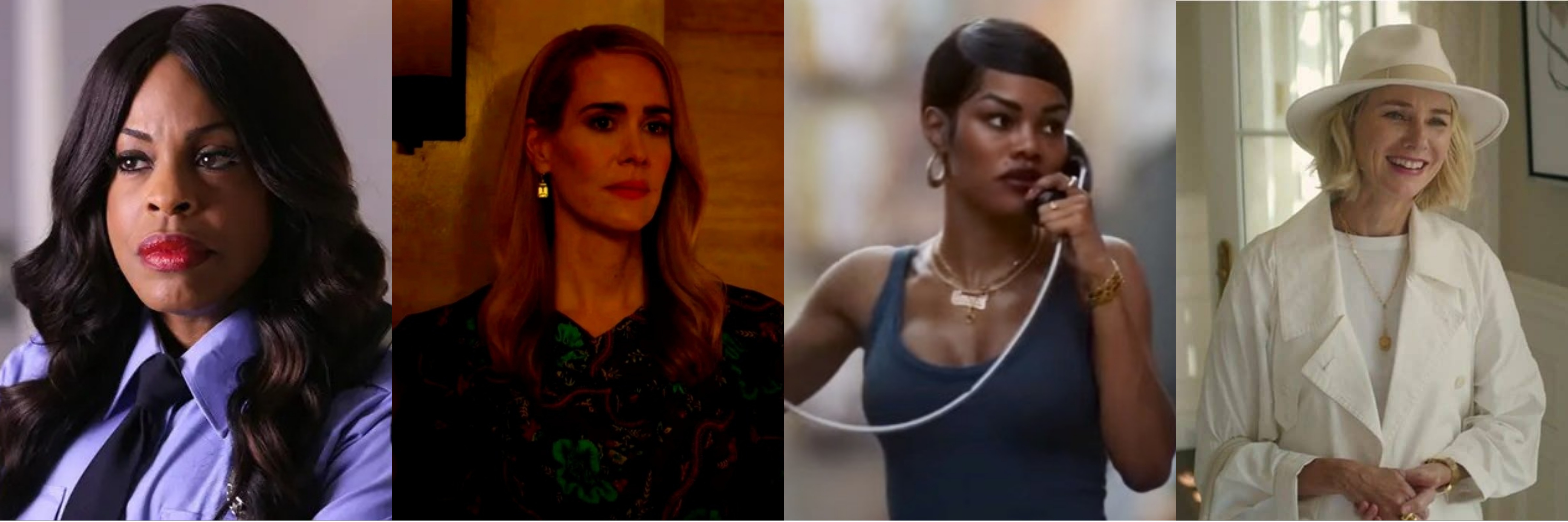 Cast of Ryan Murphy's All's Fair. Niecy Nash, Sarah Paulson, Teyana Taylor, Naomi Watts