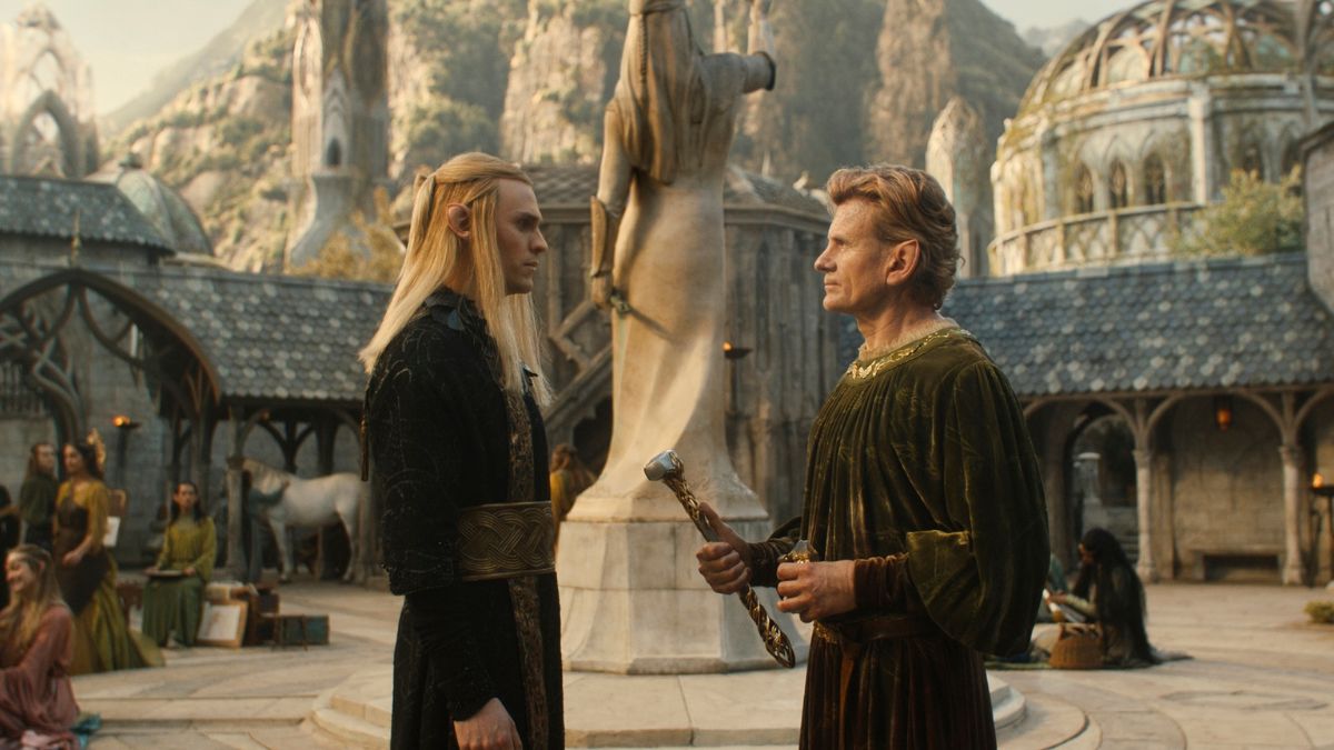 Charlie Vickers as Sauron; Charles Edwards as Celebrimbor in The Lord of the Rings: The Rings of Power 2x06: "Where Is He?"