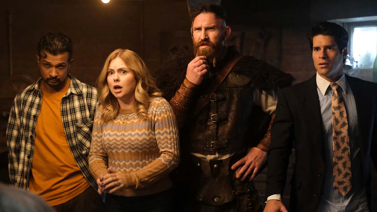 Jay, Sam, Thor, and Trevor looking shocked in the basement.