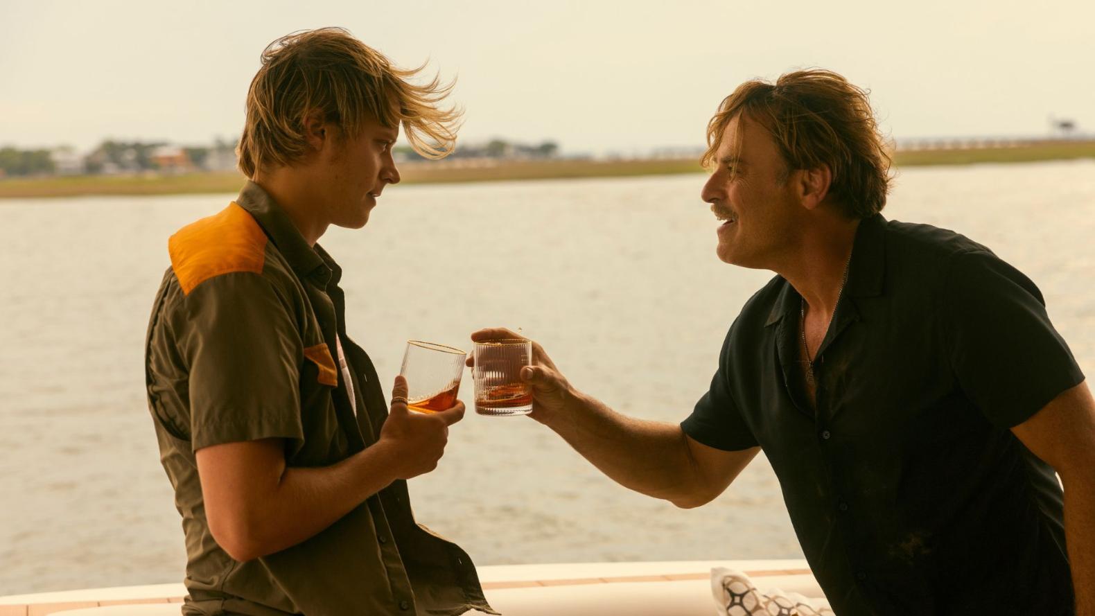 Outer Banks. (L to R) Rudy Pankow as JJ, Tony Crane as Groff in episode 408 of Outer Banks. Cr. Jackson Lee Davis/Netflix © 2024