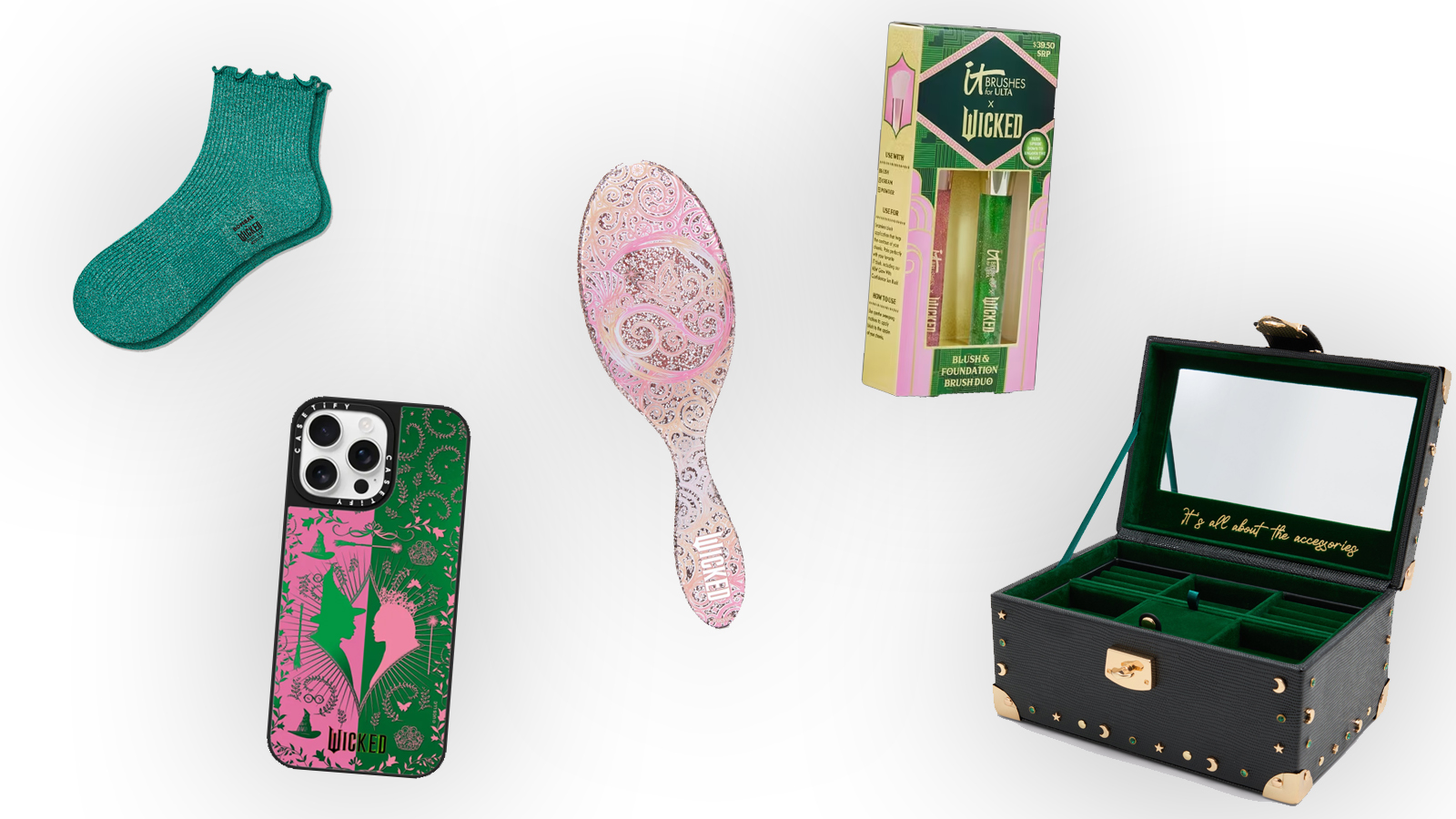 collage of Wicked movie merch