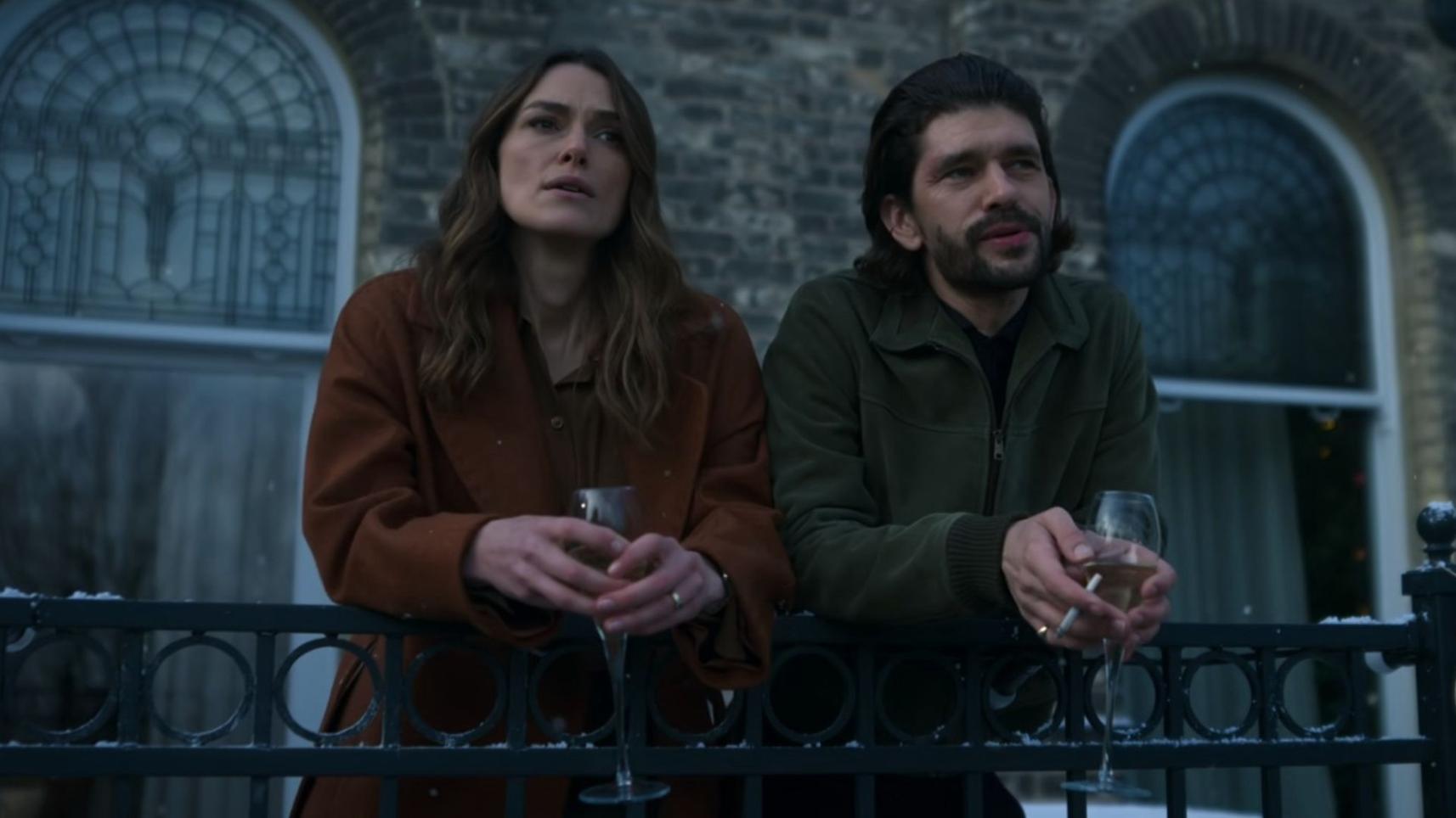 Keira Knightley and Ben Whishaw in Black Doves season 1 episode 6 "In the Bleak Midwinter"