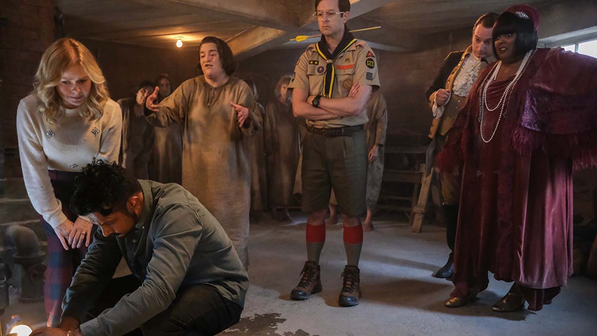 Sam, Jay, Nancy, Pete, Alberta and Isaac in Ghosts' A Very Arondekar Christmas