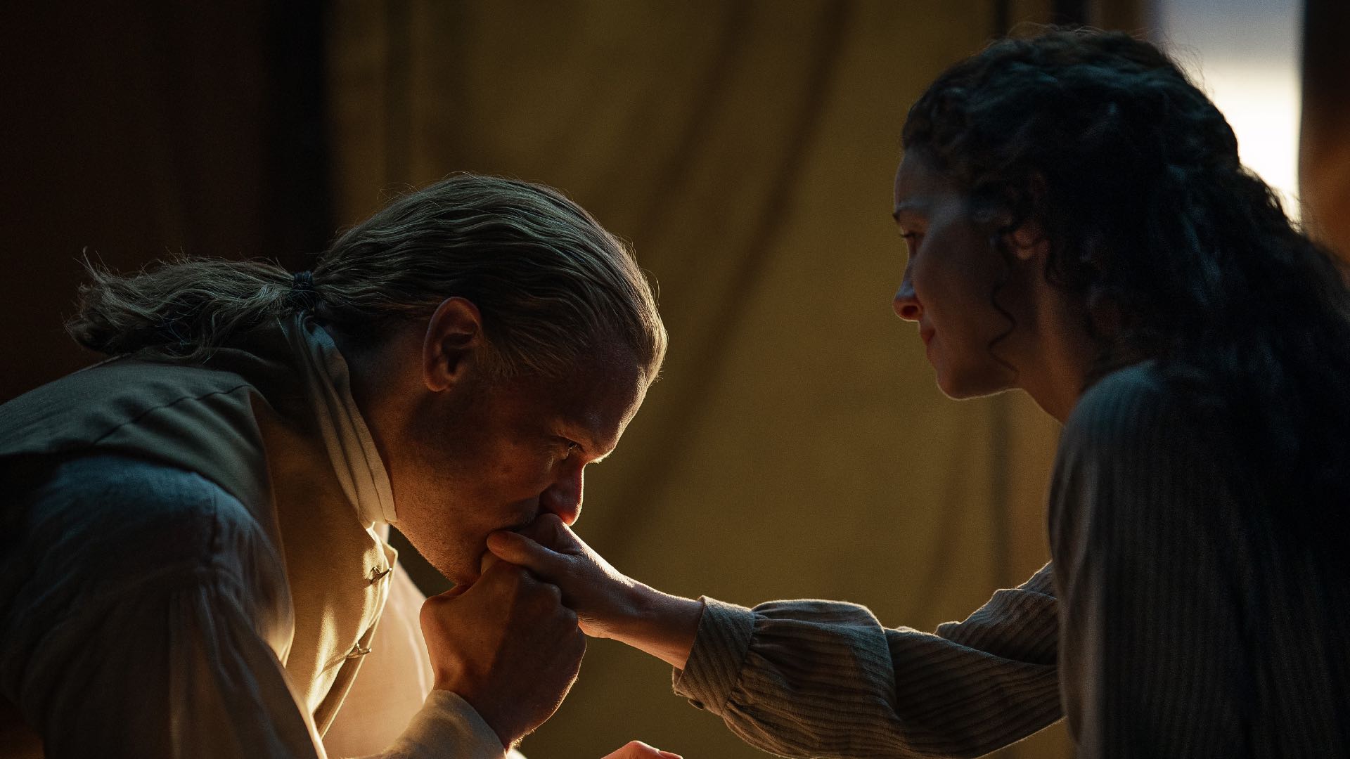 Sam Heughan and Caitriona Balfe in Outlander Season 7 Part 2