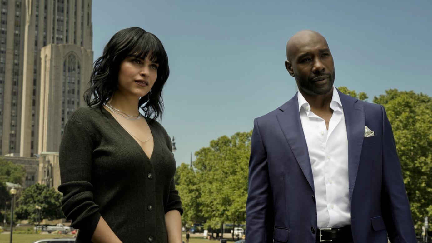 Pictured (L-R): Morris Chestnut as Dr. John Watson and Eve Harlow as Dr. Ingrid Derian Photo: Sergei Bachlakov/CBS ©2024 CBS Broadcasting, Inc. All Rights Reserved.