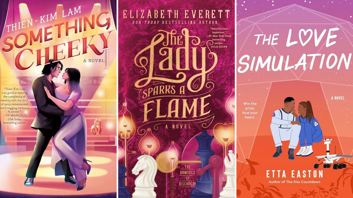 Book covers for Something Cheeky, The Lady Sparks a Flame, and The Love Simulation