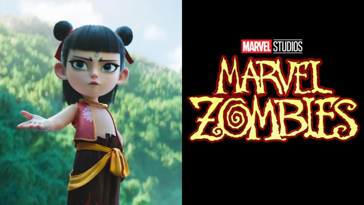 A scene from Ne Zha 2, and the poster for Marvel Zombies