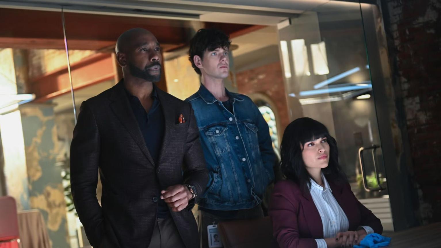 Morris Chestnut, Peter Mark Kendall, and Eve Harlow in Watson Season 1 Episode 10