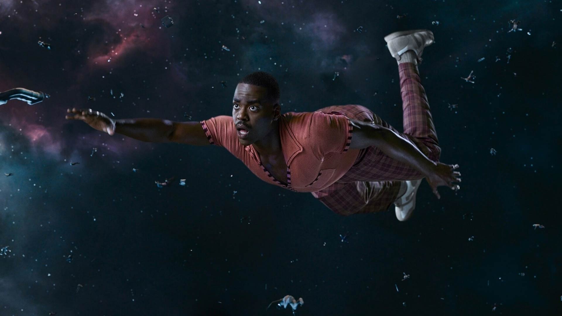 Ncuti Gatwa as the Fifteenth Doctor floats in space