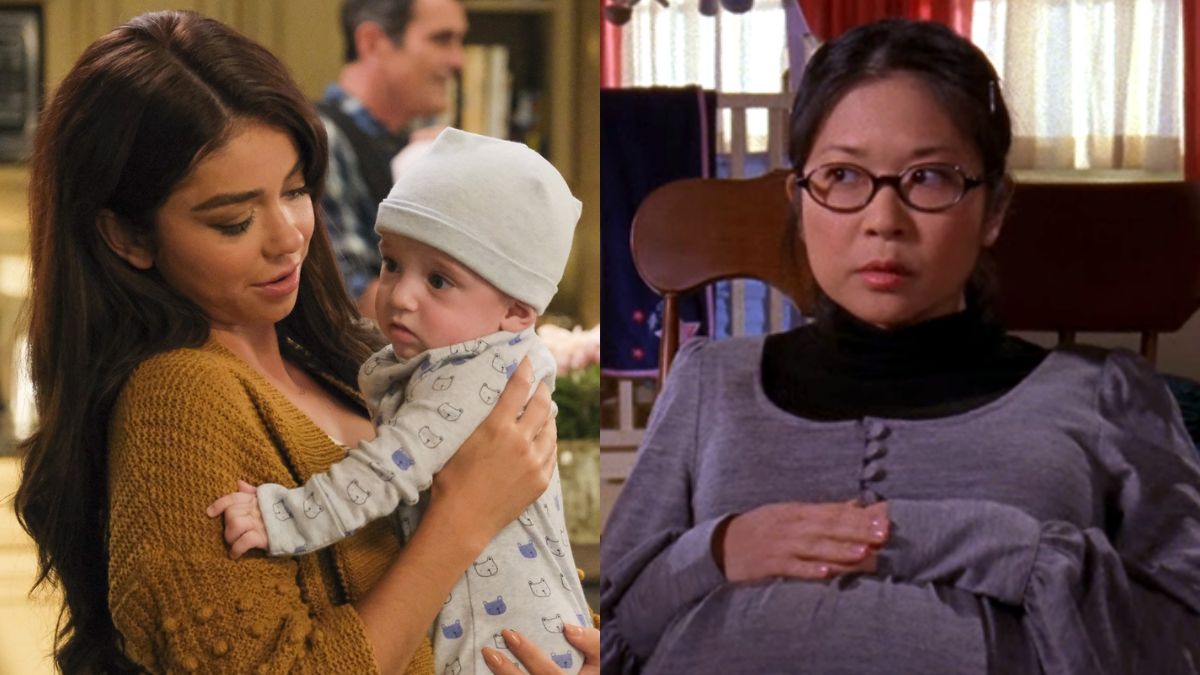 Side-by-side images of Haley Dunphy from Modern Family and Lane Kim from Gilmore Girls
