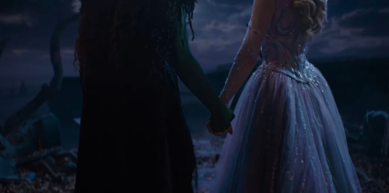 Elphaba (Cynthia Erivo) and Glinda (Ariana Grande) in "Wicked: For Good" (Photo credit: Universal)