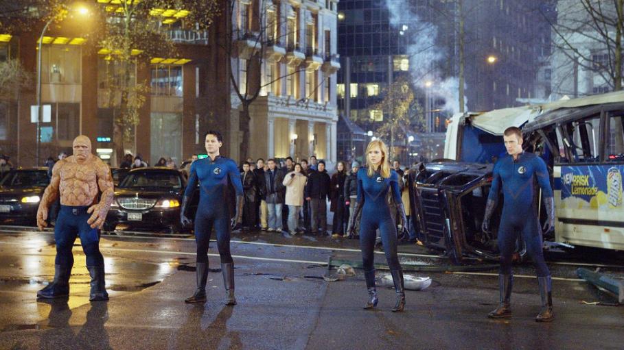 Ben Grimm/The Thing (Michael Chiklis), Richards/Mr. Fantastic (Ioan Gruffudd), Susan Storm/Invisible Woman (Jessica Alba) and Johnny Storm/Human Torch (Chris Evans) | Photo by Kerry Hayes - © TM and 2005 Twentieth Century Fox