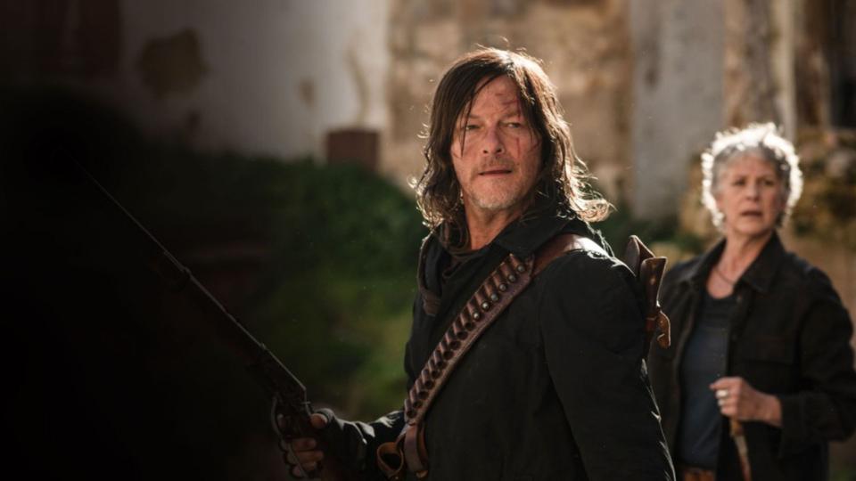 Norman Reedus as Daryl and Melissa McBride as Carol in The Walking Dead: Daryl Dixon Season 3