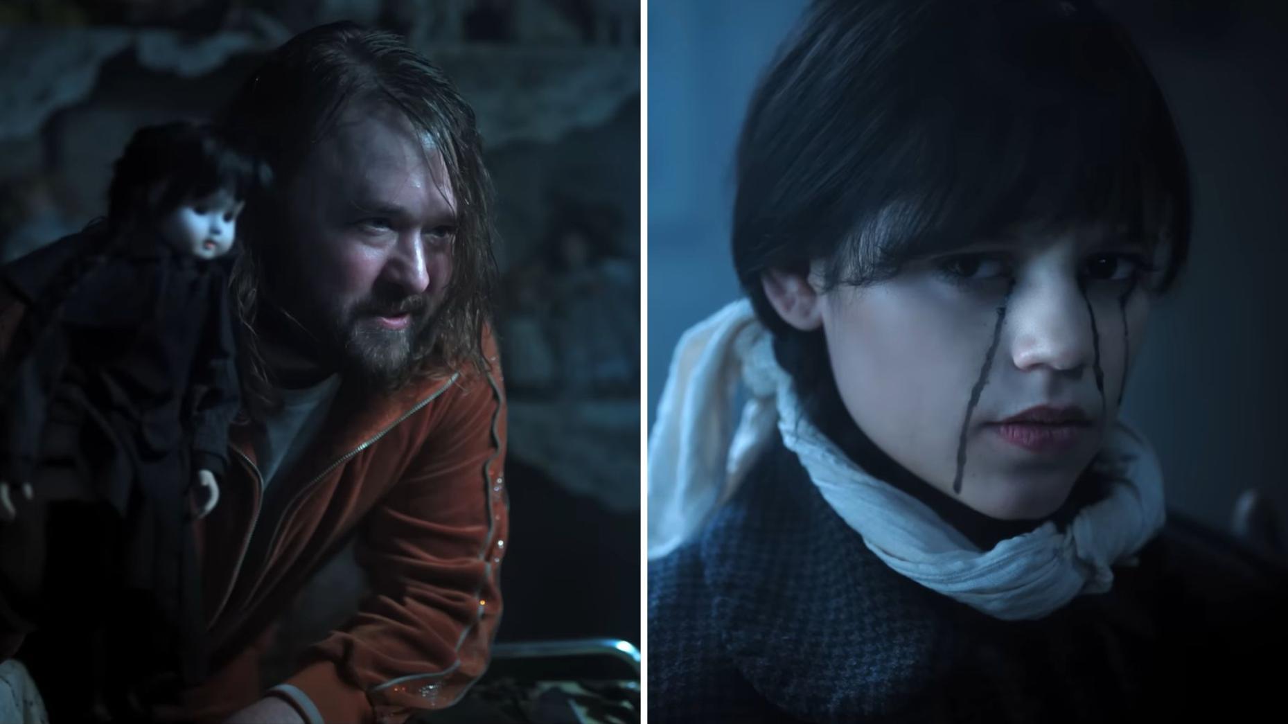 Haley Joel Osment and Jenna Ortega in Wednesday Season 2