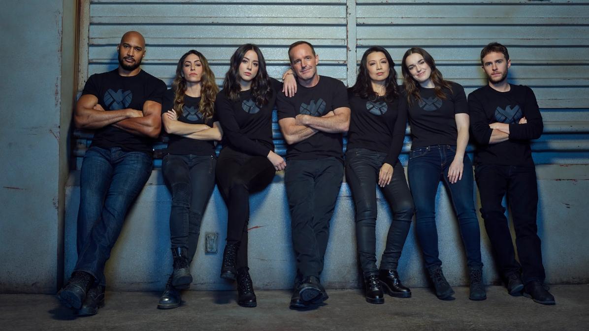 Henry Simmons, Natalia Cordova-Buckley, Chloe Bennet, Clark Gregg, Ming-Na Wen, Elizabeth Henstridge and Iain De Caestecker in an "Agents of S.H.I.E.L.D." promotional photo | Credit: ABC