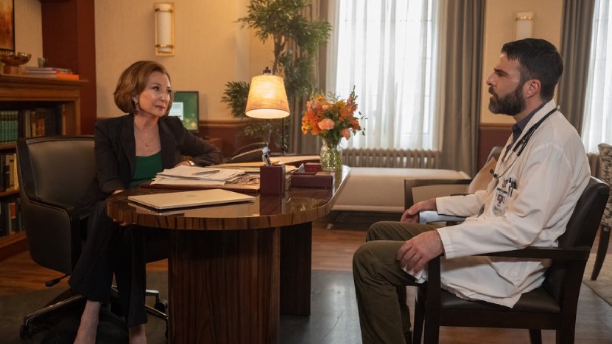 BRILLIANT MINDS -- "Phantom Hook" Episode 201 -- Pictured: (l-r) Donna Murphy as Dr. Muriel Landon, Zachary Quinto as Dr. Oliver Wolf -- (Photo by: Pief Weyman/NBC)