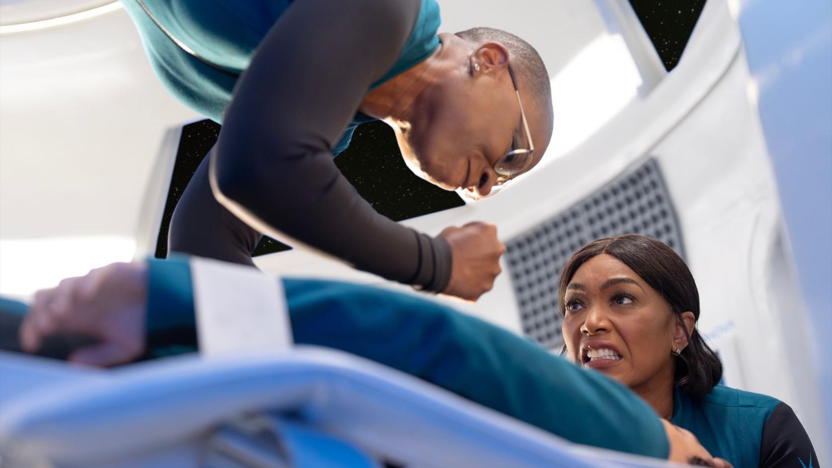 9-1-1 – “Spiraling” – As a geostorm ravages Earth, Athena and Hen’s space mission teeters on the edge. On the ground, the 118 battles chaos when technology goes rogue. Mark Consuelos guest stars. THURSDAY, OCT. 16 (8:00-9:00 p.m. EDT) on ABC. (Disney/Christopher Willard) AISHA HINDS, ANGELA BASSETT