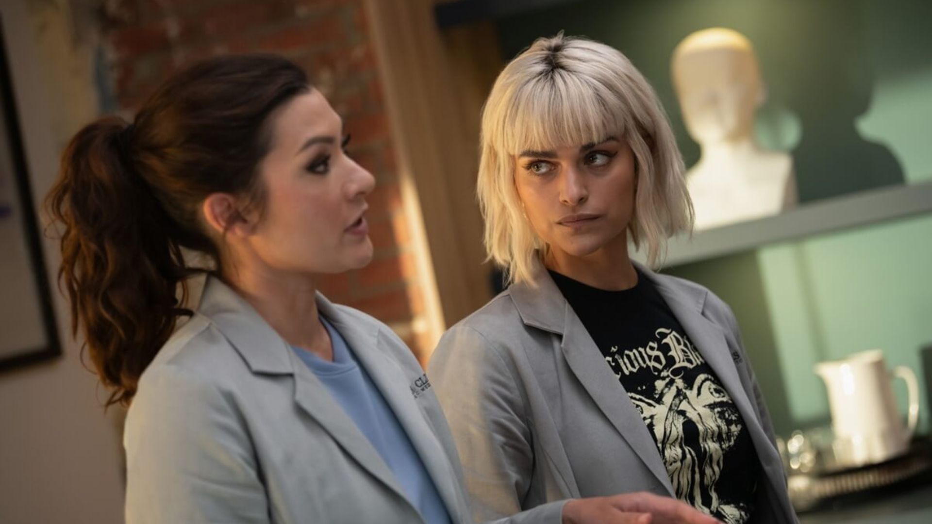 Inga Schlingmann as Dr. Sasha Lubbock and Eve Harlow as Dr. Ingrid Derian in season 2 episode 3 (Photo: Sergei Bachlakov © 2025 CBS Broadcasting, Inc.)