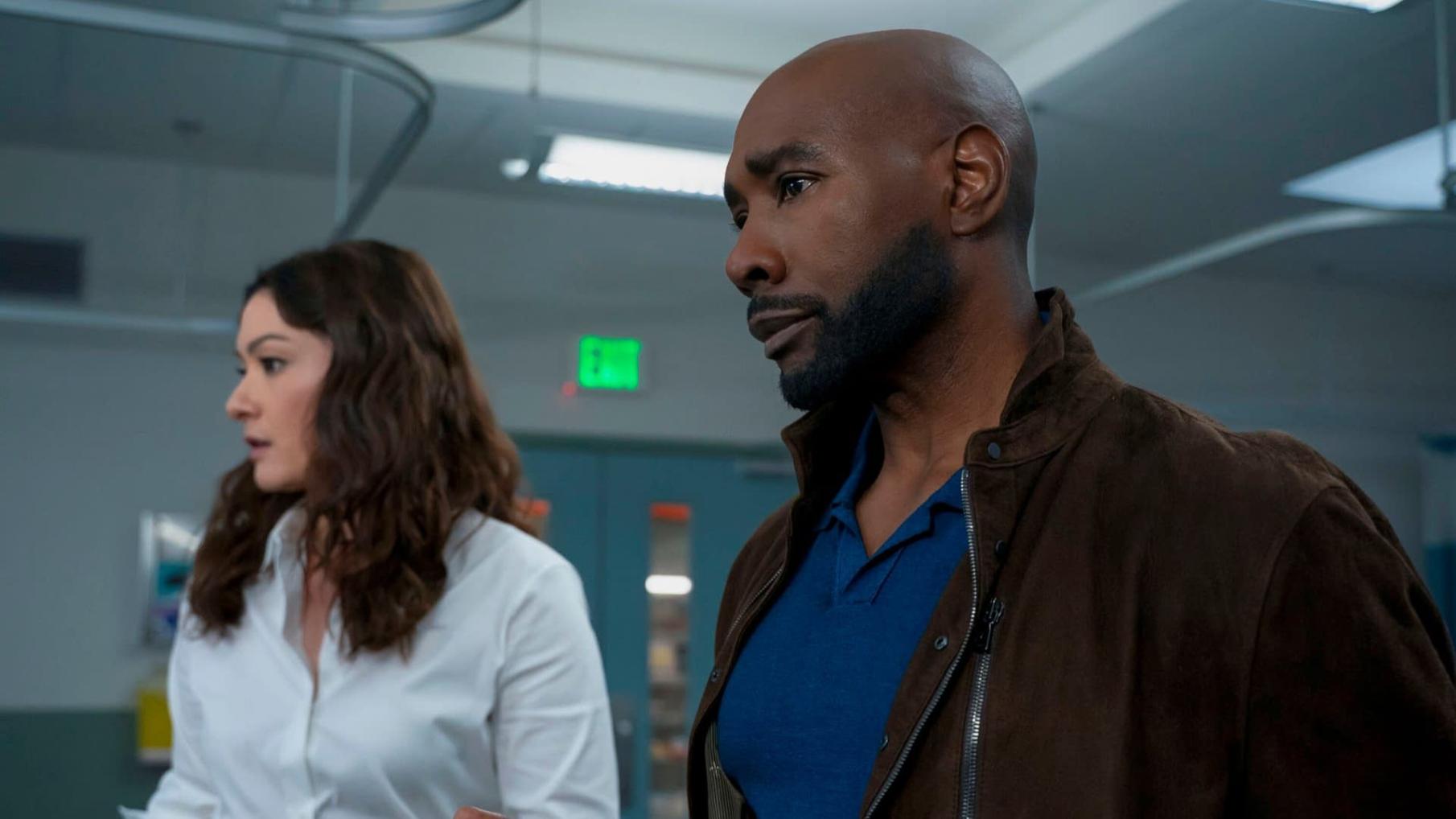 Inga Schlingmann and Morris Chestnut in Watson Season 2 Episode 1 Cover
