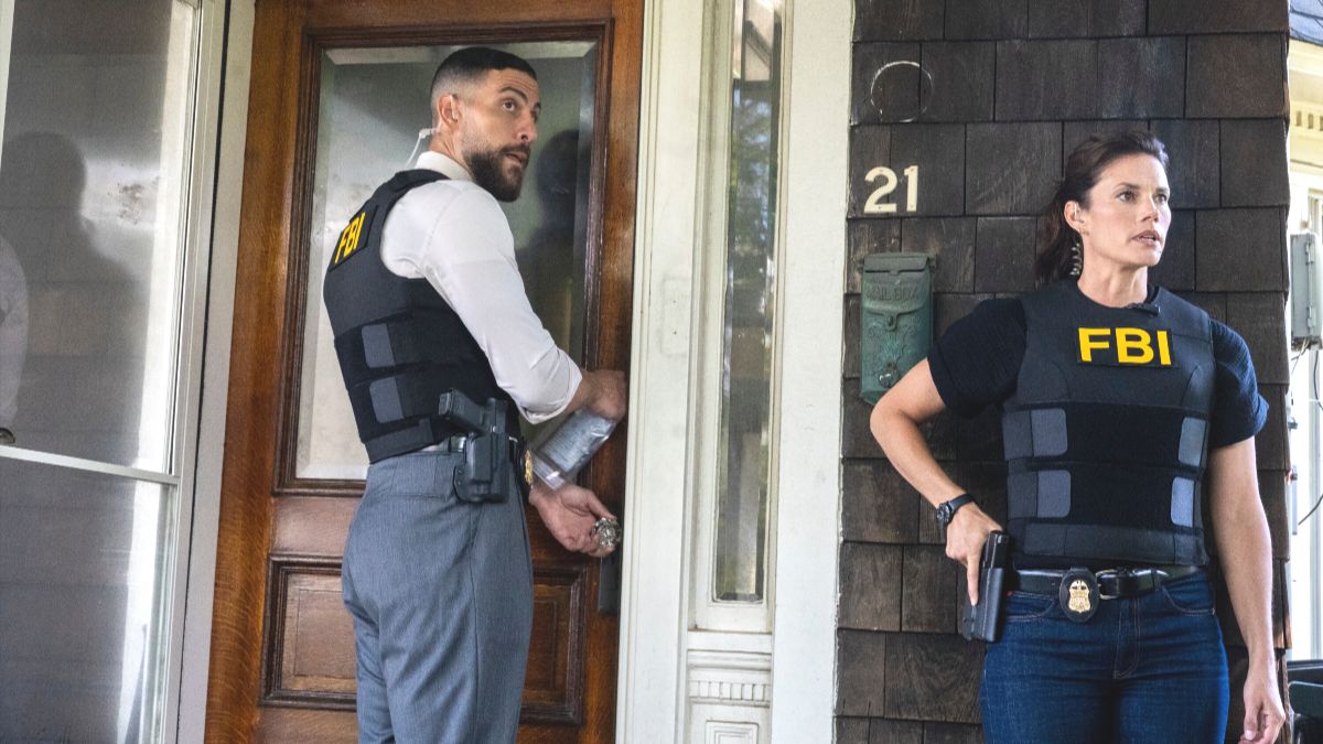 Actor Zeeko Zaki as OA Zidan and actor Missy Peregrym as Maggie Bell in FBI season 8, episode 1. (Photo Credit: Courtesy of CBS.)