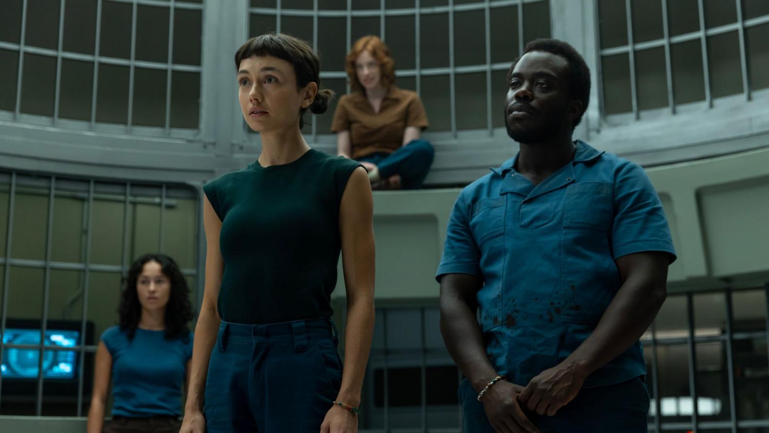 FX's Alien: Earth -- "The Real Monsters" -- Season 1, Episode 8 (Airs Tues, Sept 23) -- Pictured (L-R): Erana James as Curly, Sydney Chandler as Wendy, Lily Newmark as Nibs, Jonathan Ajayi as Smee. CR: Patrick Brown/FX