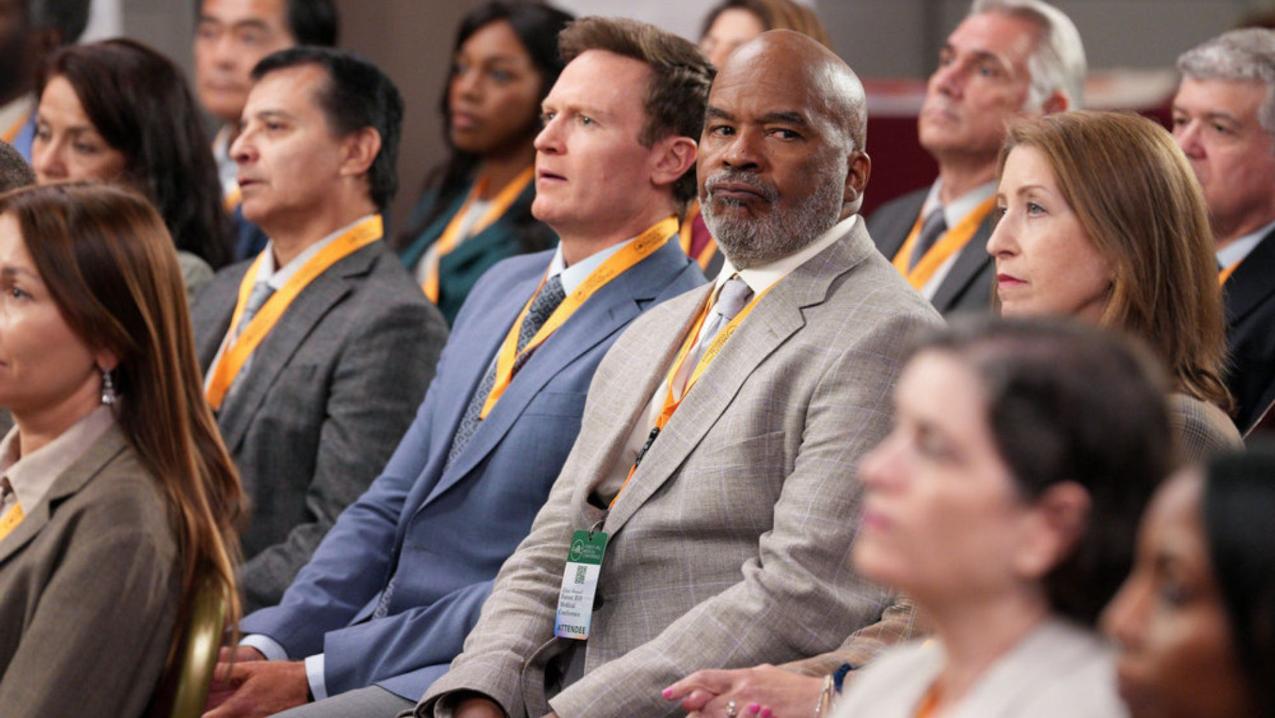 ST. DENIS MEDICAL -- "Two Docs, One Conf" Episode 204 -- Pictured: (l-r) Josh Lawson as Dr. Bruce, David Alan Grier as Dr. Ron -- (Photo by: Chris Haston/NBC)