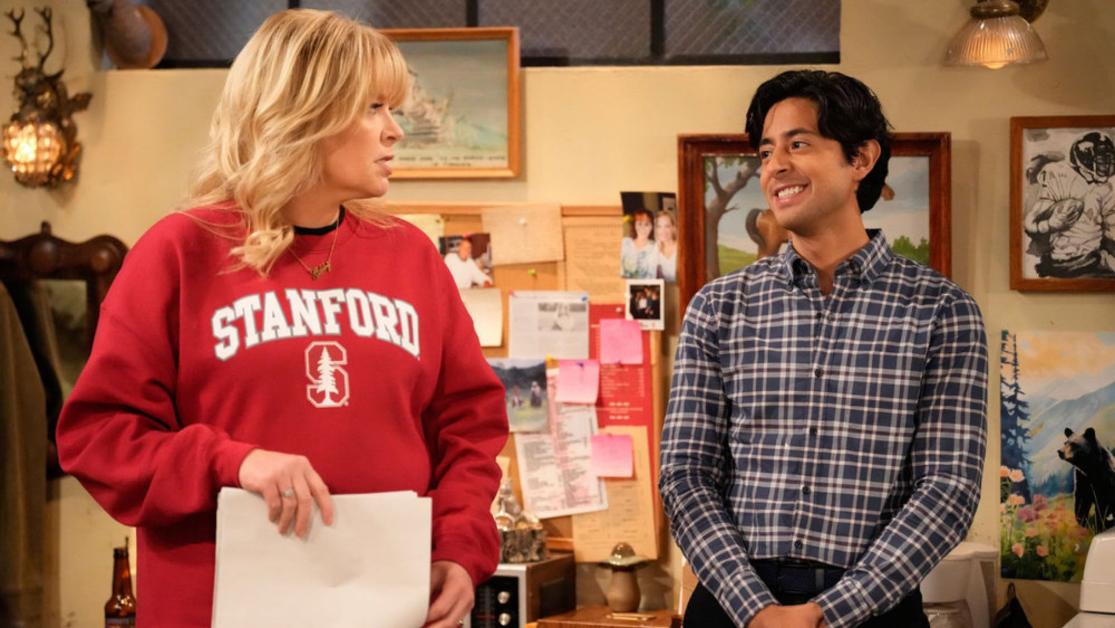 HAPPY'S PLACE -- "Testing, Testing" Episode 204 -- Pictured: (l-r) Melissa Peterman as Gabby, Pablo Castelblanco as Steve -- (Photo by: Casey Durkin/NBC)