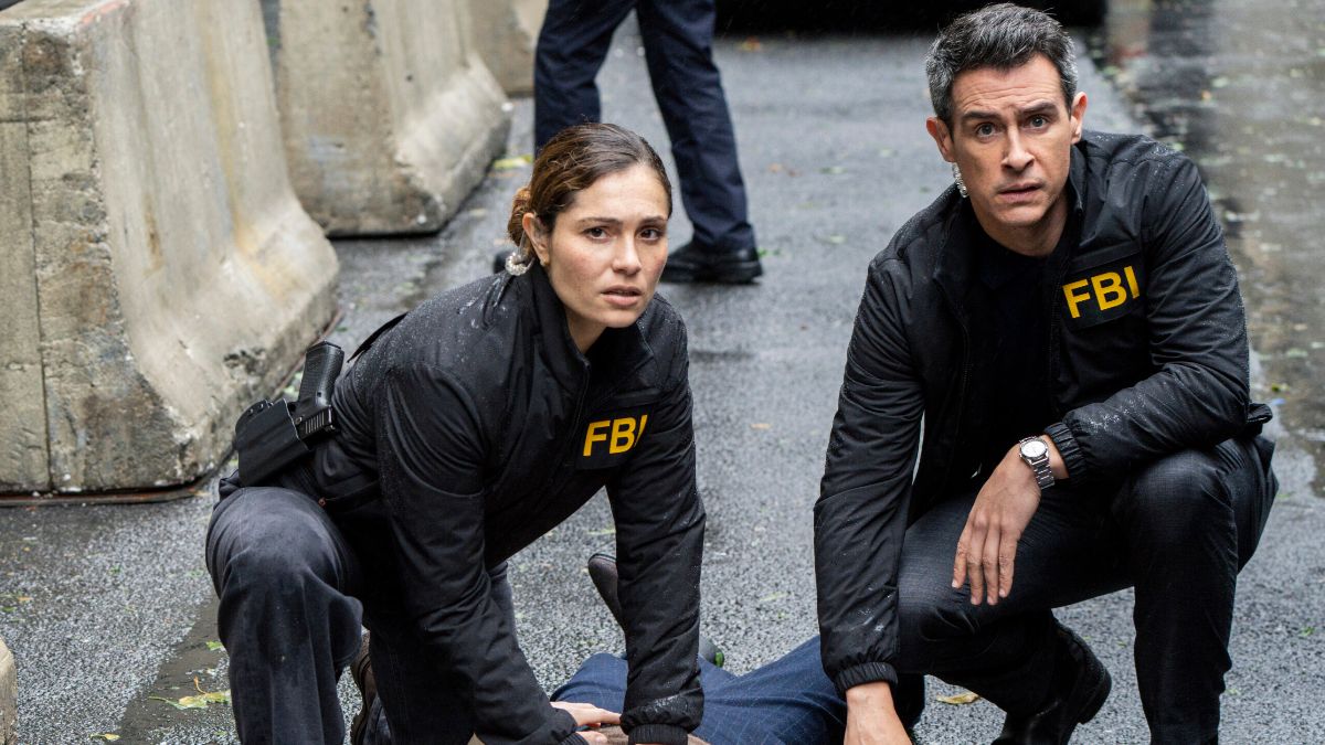 Actor Juliana AIden Martinez as Eva Ramos and actor John Boyd as Stuart Scola in FBI season 8 episode 8. (Photo Credit: Courtesy of CBS.)