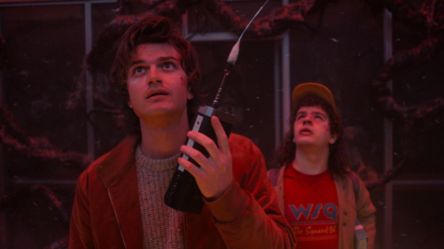 STRANGER THINGS: SEASON 5. (L to R) Joe Keery as Steve Harrington and Gaten Matarazzo as Dustin Henderson in Stranger Things: Season 5. Cr. COURTESY OF NETFLIX © 2025