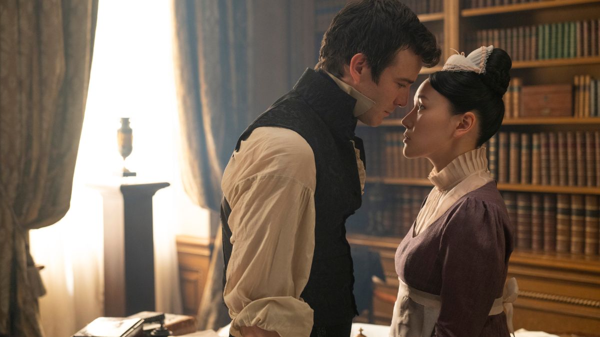 Bridgerton Season 4, Episode 7, "The Beyond" - Luke Thompson as Benedict Bridgerton, Yerin Ha as Sophie Baek