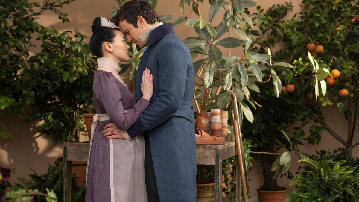 Bridgerton Season 4, Episode 6, "The Passing Winter" - Yerin Ha as Sophie Baek, Luke Thompson as Benedict Bridgerton