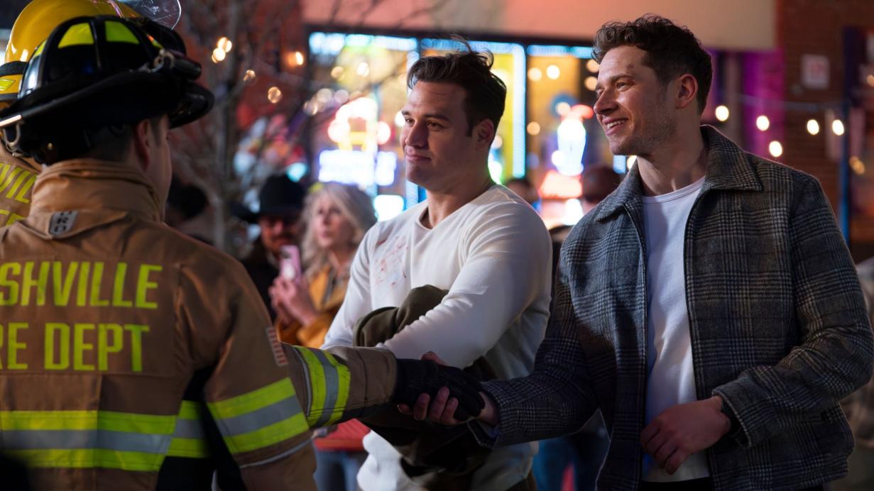 9-1-1: NASHVILLE – “Spirit of the Games” – Buck and Eddie head to Nashville for the firefighter games. Tensions rise as Ryan and Don show their competitive sides. When Don injures his hand, Blue is forced to step into the competition for him. THURSDAY, MARCH 5 (9:00-10:00 p.m. EST) on ABC. (Disney/Jake Giles Netter) RYAN GUZMAN, OLIVER STARK