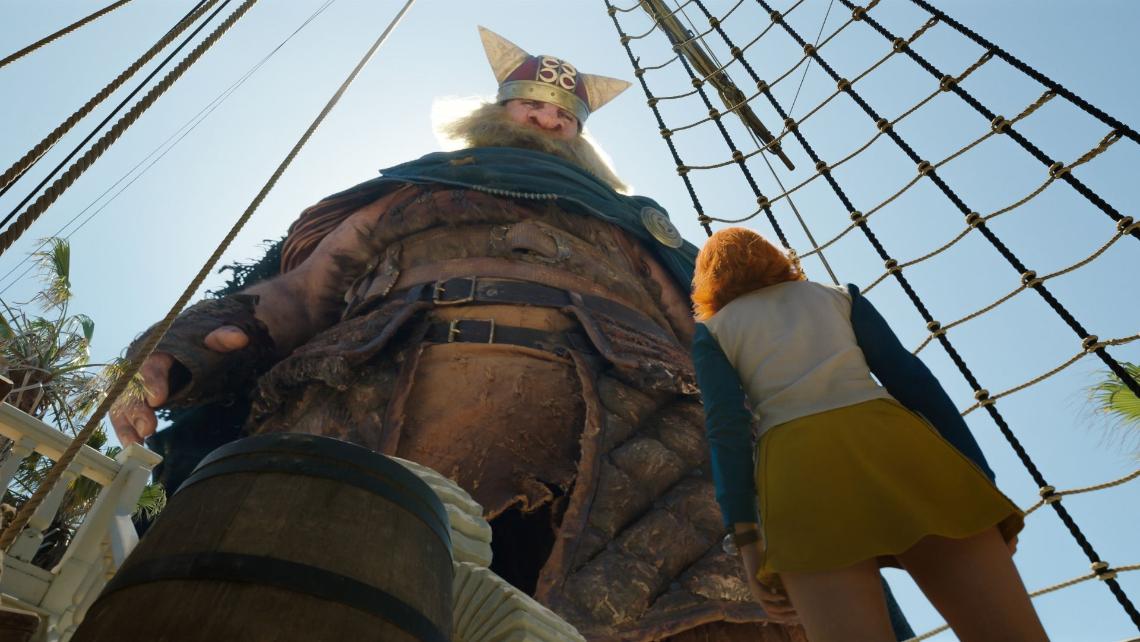 One Piece. (L to R) Brendan Sean Murray as Brogy, Emily Rudd as Nami in season 2 of One Piece. Cr. Courtesy of Netflix © 2025