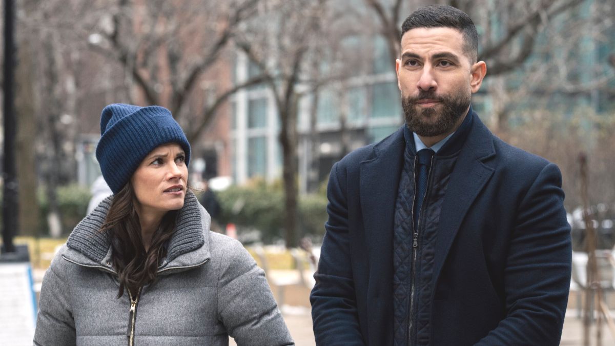 Missy Peregrym as Maggie Bell and Zeeko Zaki as OA Zidan in FBI season 8 episode 17. (Photo Credit: Courtesy of CBS.)