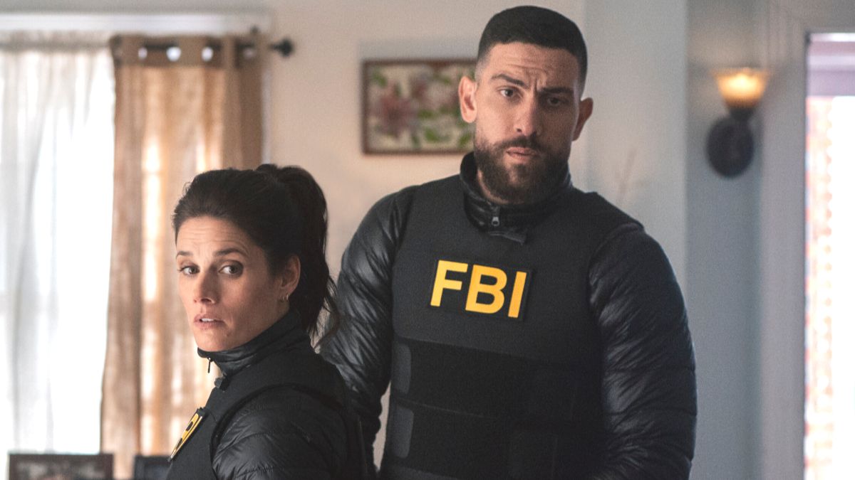 Missy Peregrym as Maggie Bell and Zeeko Zaki as OA Zidan in FBI season 8 episode 19. (Photo Credit: Courtesy of CBS.)