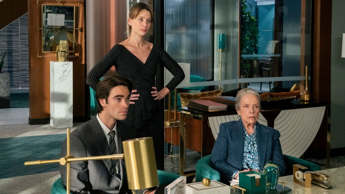 Matlock Season 2, Episode 12, "The Calvary Isn't Coming" - Henry Haber as "Hunter Langley,” Yael Grobglas as "Shae Banfield,” and Kathy Bates as “Madeline Matlock'