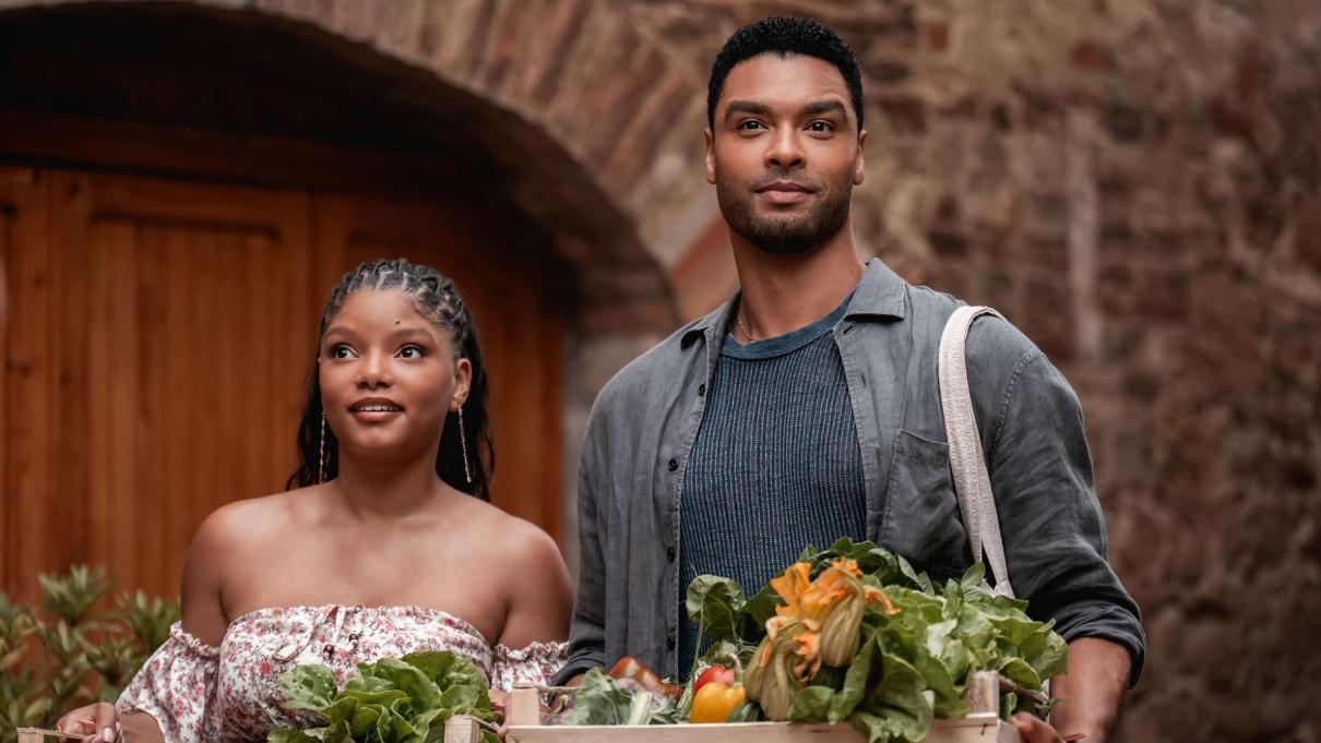 Halle Bailey and Regé-Jean Page in you me & tuscany