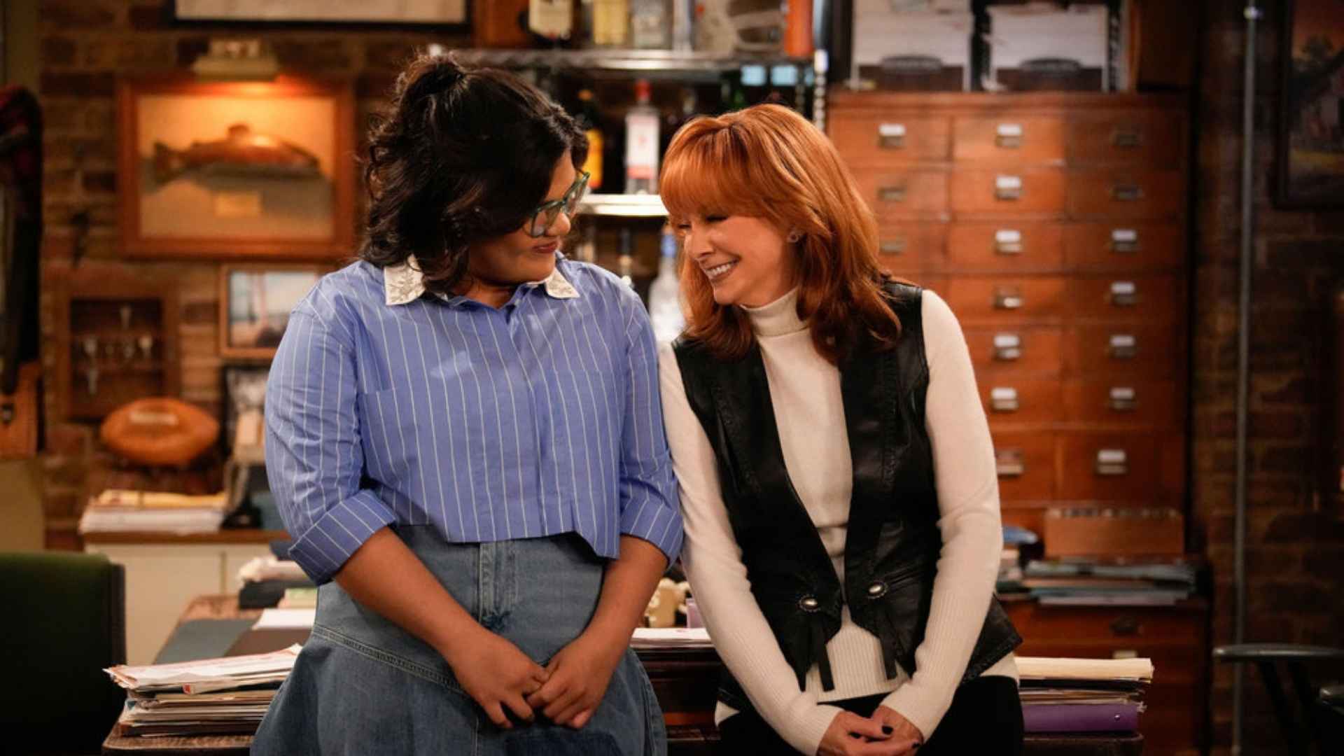 HAPPY'S PLACE -- "Couples Counseling" Episode 218 -- Pictured: (l-r) Belissa Escobedo as Isabella, Reba McEntire as Bobbie -- (Photo by: Casey Durkin/NBC)