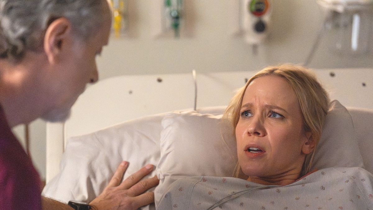 Jessy Schram as Hannah Asher and Steven Weber as Dean Archer in Chicago Med season 11 episode 21. (Photo Credit: Courtesy of NBC.)