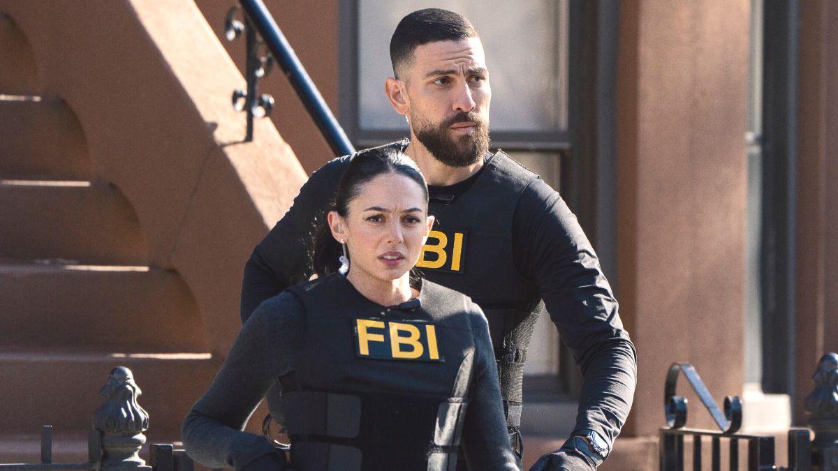 Zeeko Zaki as OA Zidan and Pardis Saremi as Zara Ushruf in FBI season 8 episode 21. (Photo Credit: Courtesy of CBS.)